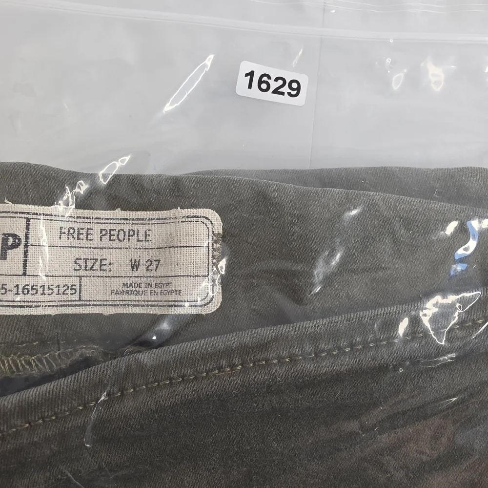 Free People 27 Easy Goes It Stretchy Skinny Raw Hem Pull On Olive Jeans 1629-t